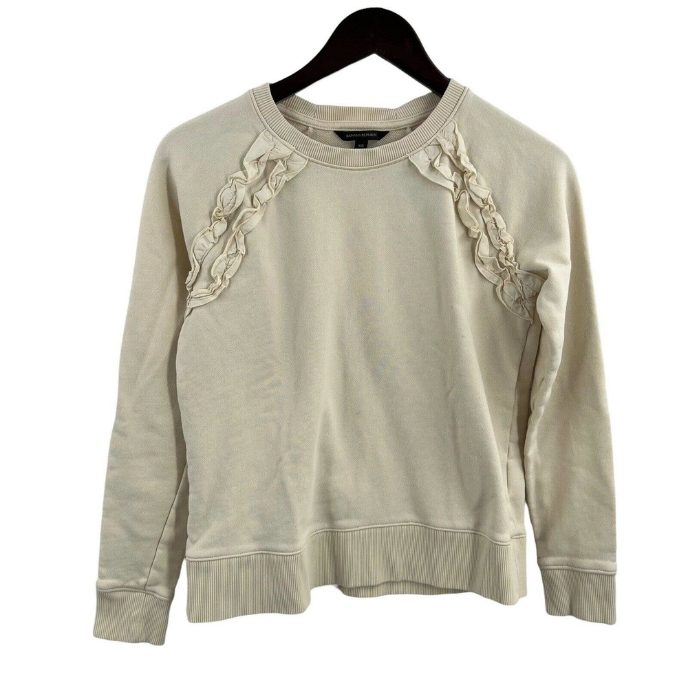 Banana Republic Ivory Ruffle Accent‎ Sweatshirt Size XS